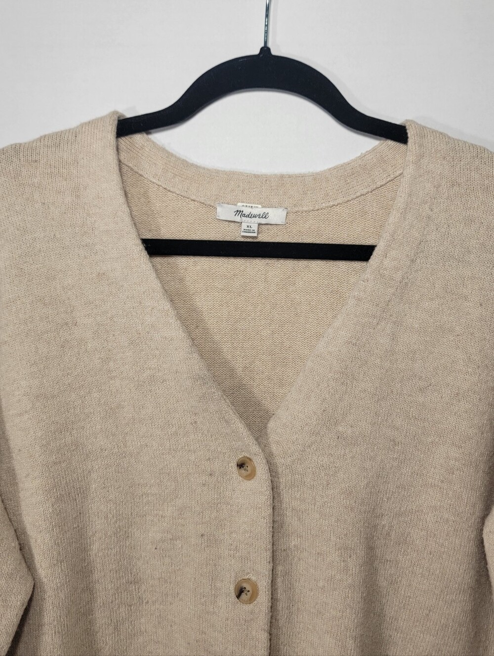 Madewell Neutral Wool Cotton Blend Cardigan Xl - Picture 5 of 7